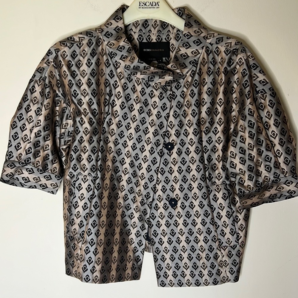 BCBG Silk Blend Patterned Blouse